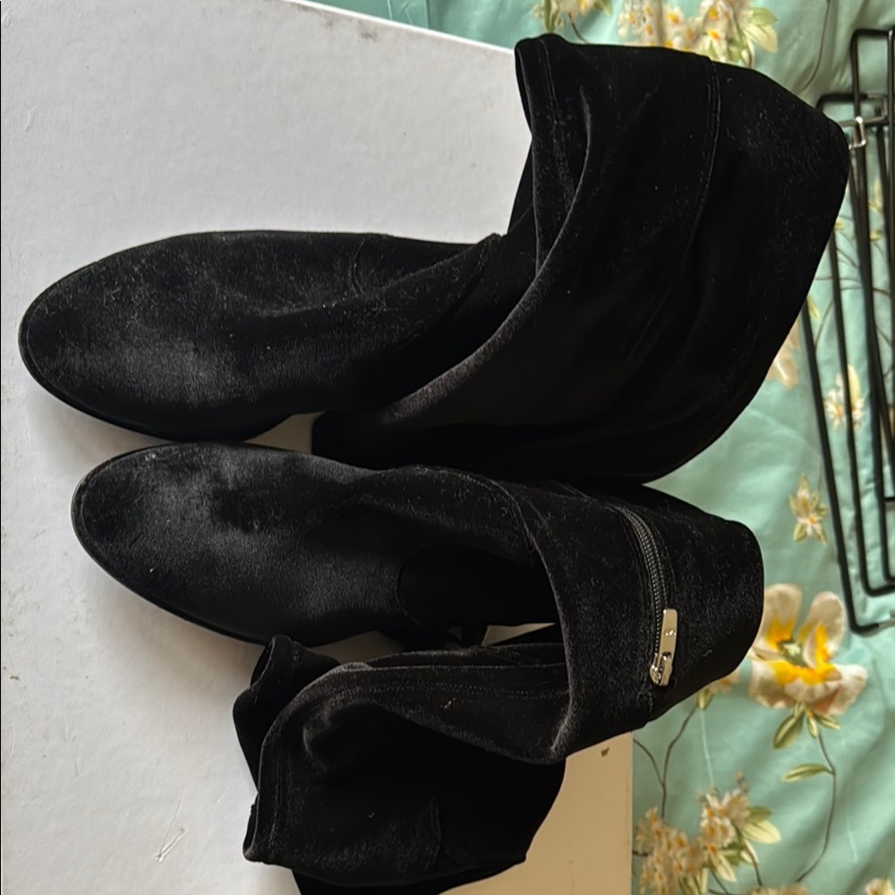 Marc Fisher Black Ankle Booties with Velvet finish over the knee